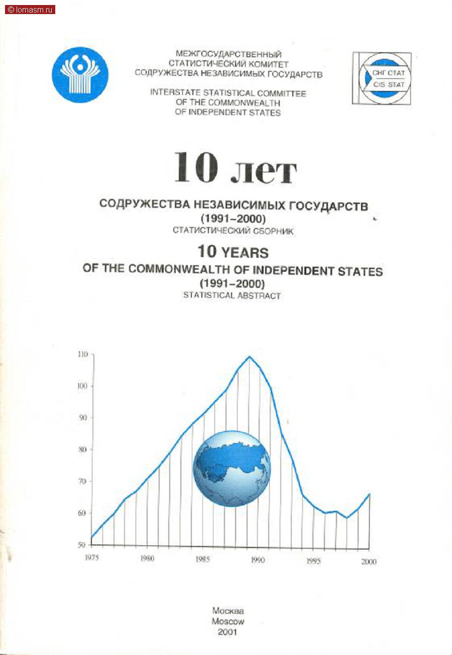 Сборник, посвященный 10-летию образования Содружества Независимых Государств, представляет статистические материалы, характеризующие за период 1991-2000 годов социально-экономическое положение саран Содружества (в сопоставлении между ними и по каждой из них отдельно) по основным показателям макроэкономики, отраслевой экономики, внешней торговли, социальной сферы. По некоторым показателям приведены международные сравнения.