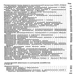 Стр.

Среднегодовые темпы прироста промышленной продукции СССР, РСФСР

и некоторых капиталистических стран.............       33

Производство важнейших видов промышленной  продукции в СССР,

РСФСР и  некоторых  капиталистических  странах........       34

Темпы роста  производительности труда рабочих в промышленности

СССР,   РСФСР,  США,   Англии  и Франции...........       35

Мощность электростанций и производство электроэнергии.....       36

Электробаланс народного хозяйства...........-.....       36

Централизация производства электроэнергии     ...........       37

Мощность  гидроэлектростанций  и  производство  электроэнергии  .   .       37

Добыча топлива по   видам....................       38

Развитие нефтяной  промышленности...............       38

Добыча нефти на одного рабочего................       38

Новая отрасль топливной  промышленности — газовая.......       39

Развитие угольной  промышленности...............       39

Добыча угля на одного рабочего в угольной промышленности  ...       39

РСФСР — республика   крупной   передовой   черной   металлургии- .   .       40

Использование мощностей доменных  и  мартеновских  печей  ....       40

Производительность труда рабочих в черной металлургии.....       40

Развитие химической промышленности..............       41

Развитие машиностроения....................       42

Производство  энергетического  и  электротехнического  оборудования      .43

Станкостроение   и- производство   кузнечно-прессового   оборудования       44

Приборостроение.........................       45

Производство металлургического, горнорудного и угольного оборудо-
вания   .............................       46

Производство химического и нефтяного оборудования.......       46

Производство локомотивов и вагонов...............       47

Производство автомобилей, автомобильных прицепов и троллейбусов       48

Производство тракторов.....................       48

Сельскохозяйственное машиностроение..............       49

Производство строительных и дорожных машин     .........       49

Производство оборудования для легкой промышленности......       50

Производство оборудования для пищевой промышленности, мельниц,
элеваторов и зерноскладов, предприятий торговли и общественного

питания ............................       50

РСФСР — республика   самая   богатая   лесом...........       51

Вывозка древесины    .......................       51

Производство   изделий   деревообрабатывающей   промышленности  .   .       51

Производство   продукции   целлюлозно-бумажной   промышленности          52

Развитие промышленности строительных материалов.......       52

Производство новых видов строительных материалов.......       52

Производство основных видов продукции легкой промышленности  .  .       53

Производство  изделий с  применением  химических  волокон  ....       53

Рост производства предметов культурно-бытового назначения    ...       54

Развитие пищевой промышленности................       55

Развитие   промышленности   в  районах Сибири и   Дальнего Востока       56

Природные ресурсы.......................       58

ТЕХНИЧЕСКИЙ ПРОГРЕСС В НАРОДНОМ ХОЗЯЙСТВЕ
РСФСР

Машиностроение.........................       63

Новые типы машин и оборудования.............   .       63

Новые виды приборов.....................       64

Наличие   механизированных поточных   и   автоматических линий в

отраслях промышленности на 1 июля 1965 г..........       65

249